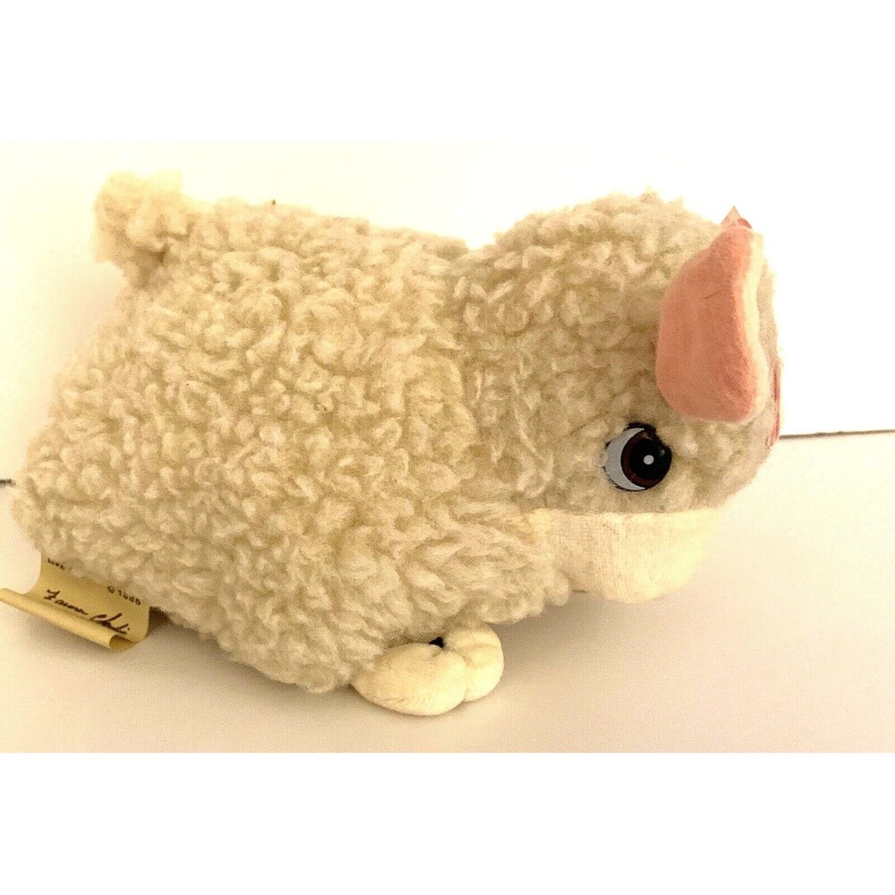 Farmer Charlie's Lamb Sheep Plush Sherpa Stuffed Animal 5.5 inches Vintage 1985